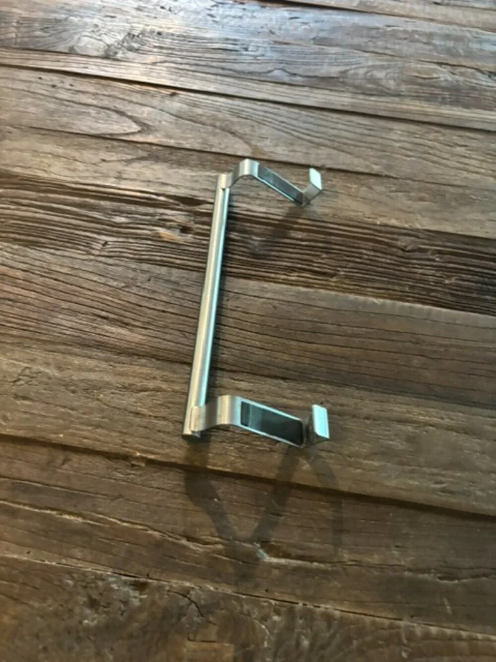 Over-the-cabinet towel hook - sleek, silver tone - SALE!